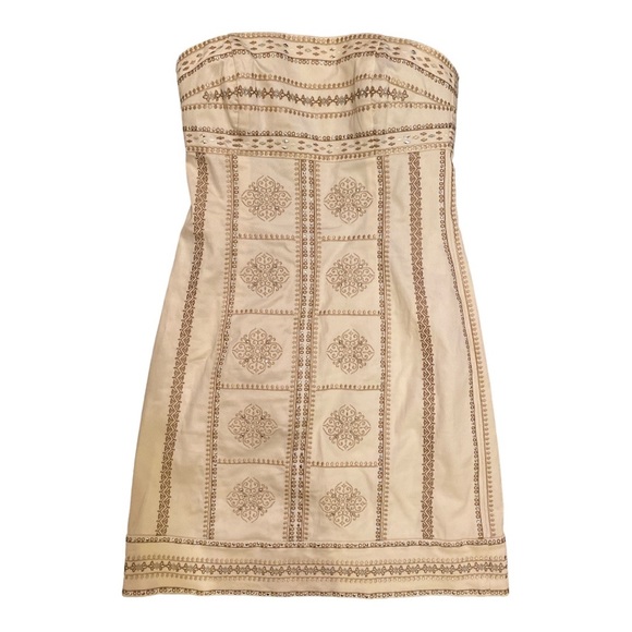 White House Black Market Dresses & Skirts - White House Black Market strapless embroidered and beaded gold and cream dress